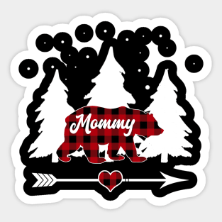 Mommy Bear Buffalo Plaid Christmas Matching Family Pajama Sticker